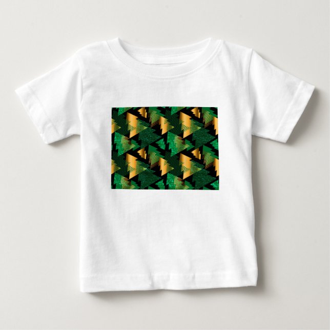 Camiseta Para Bebê árvores de natal de ouro negro (Frente)