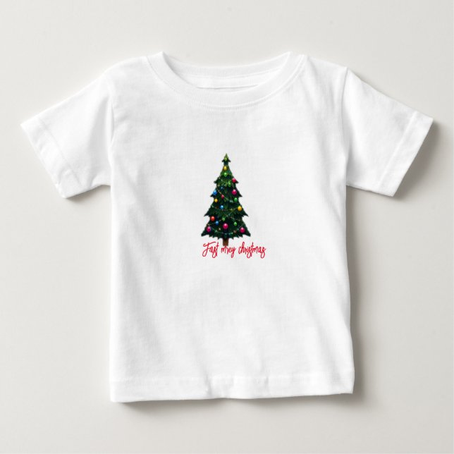 Camiseta Para Bebê Árvores de Natal Festivas (Frente)