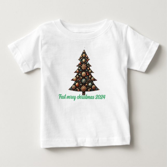 Camiseta Para Bebê Árvores de Natal Festivas (Frente)
