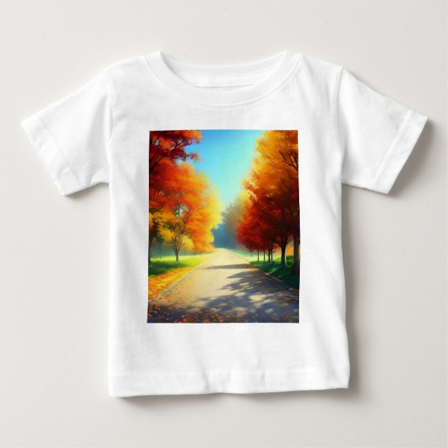 Camiseta Para Bebê Árvores do outono na Floresta (Frente)