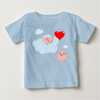 Camiseta Para Bebê As Asas do Amor (Porcos de Cartoon)