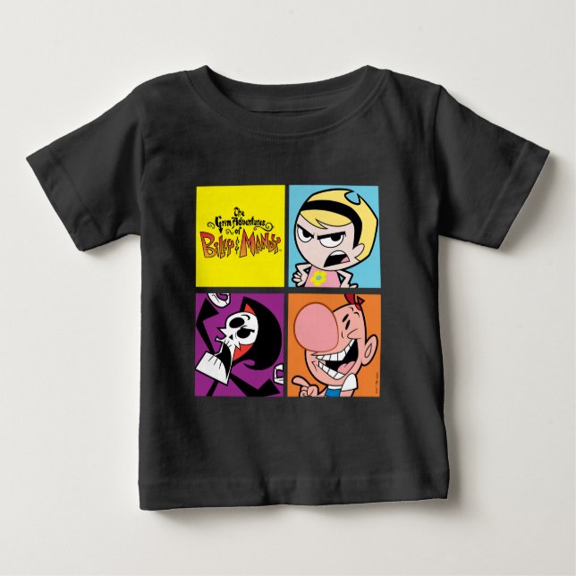 Camiseta Para Bebê As Aventuras Negras de Billy & Mandy Character Art (Frente)
