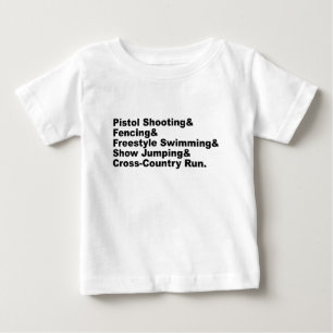 Camiseta Para Bebê As Cinco Etapas de um Pentatlo Tiro Esgrima