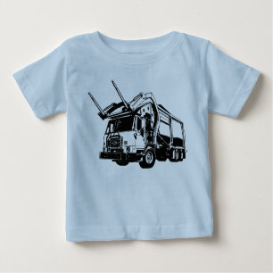 Camiseta Para Bebê As forquilhas levantam o caminhão de lixo