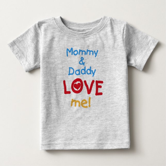 Camiseta Para Bebê As mamães e o pai amam-me (Frente)