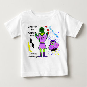 Camiseta Para Bebê As Meninas Podem Ser Capitães Para Robô.