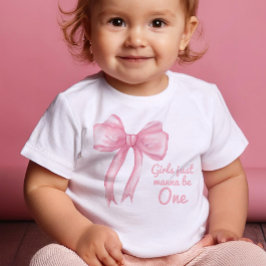 Camiseta Para Bebê As Meninas Só Vão Ficar Com Um Arco Rosa Coquette 
