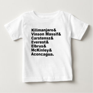 Camiseta Para Bebê As Sete Montanhas Mais Altas de Cada Continente