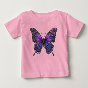 Camiseta Para Bebê Asas Brilhantes: Borboleta Sparkle Roxa