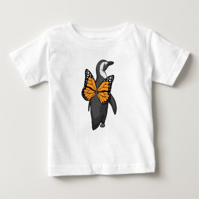 Camiseta Para Bebê Asas de Borboleta Pinguim (Frente)