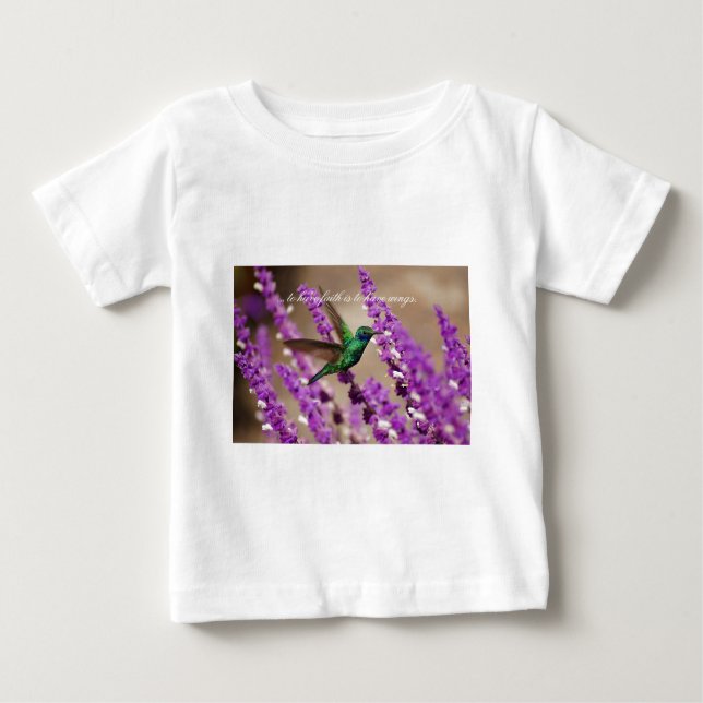 Camiseta Para Bebê Asas de Fé a Espingarda-Violeta a Espantar (Frente)