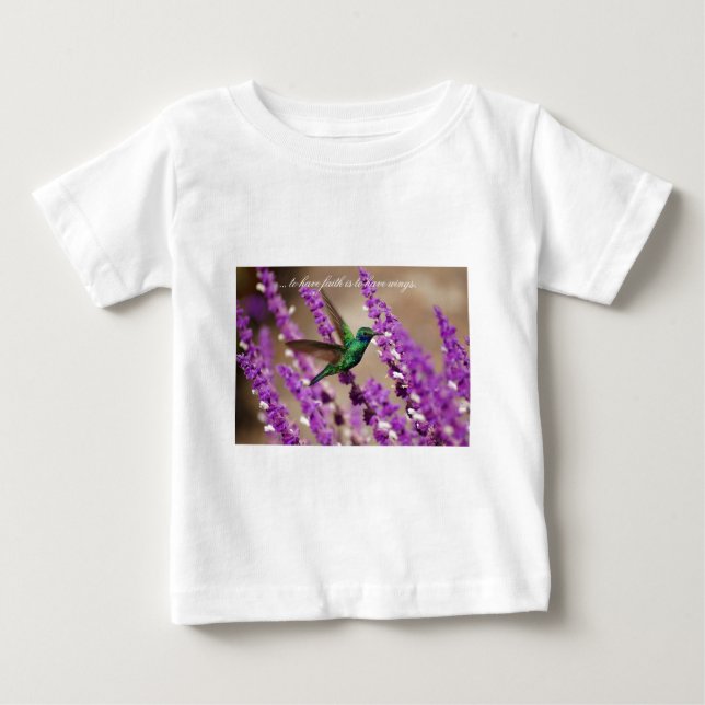 Camiseta Para Bebê Asas de Fé a Espingarda-Violeta a Espantar (Frente)