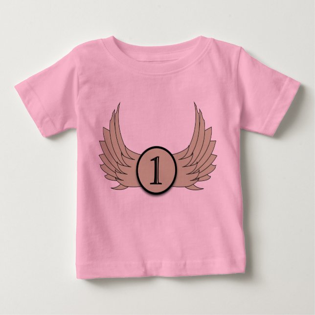 Camiseta Para Bebê Asas (Idade 1) - Baby Fine Jersey T Shirt  (Frente)