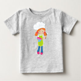 Camiseta Para Bebê Assando, Padeiro, Padaria, Garota Fofa, Cabelo Lar