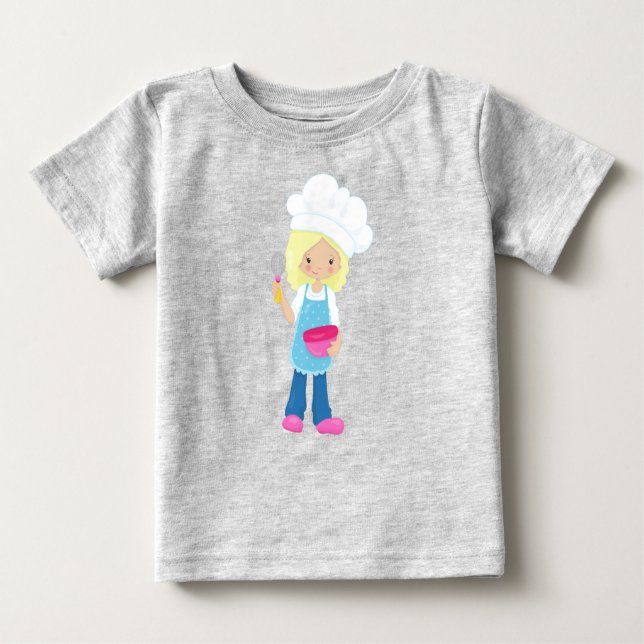 Camiseta Para Bebê Assar, Padeiro, Confeiteiro, Garota Bonita, Cabelo (Frente)