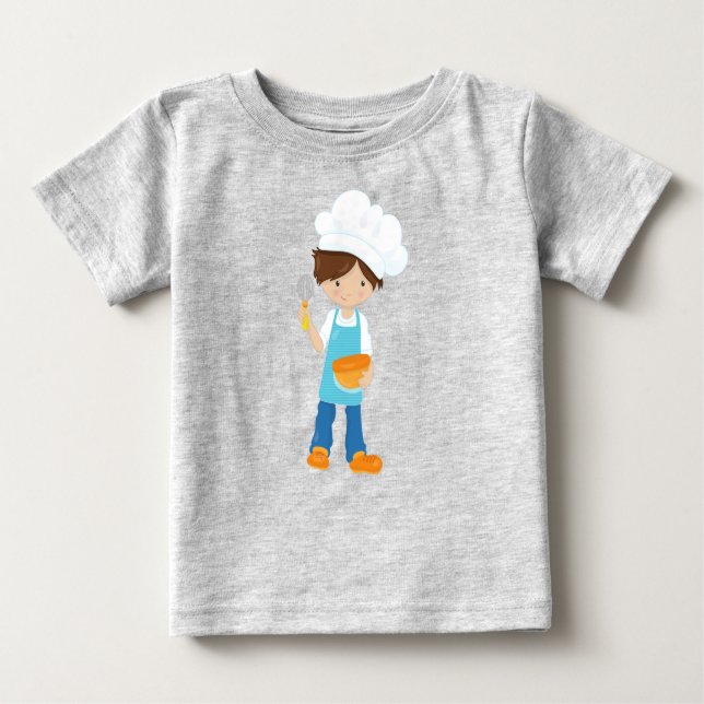 Camiseta Para Bebê Assar, Padeiro, Confeiteiro, Menino Bonito, Cabelo (Frente)