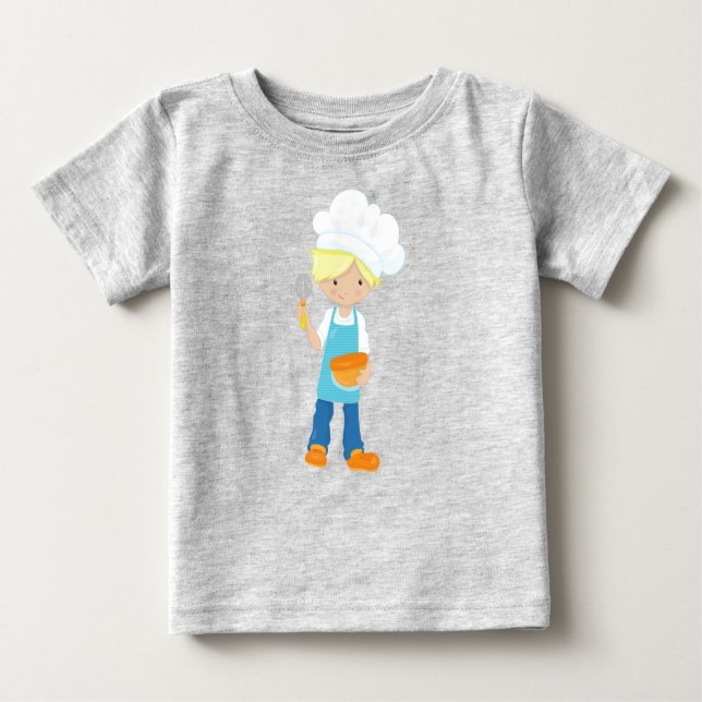 Camiseta Para Bebê Assar, Padeiro, Confeiteiro, Menino Bonito, Cabelo (Frente)