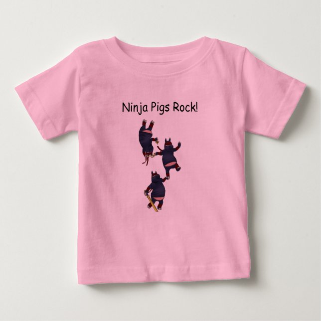 Camiseta Para Bebê Assistente101 Ninja Pigs Rock Onesee (Frente)