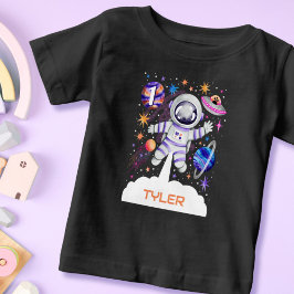 Camiseta Para Bebê Astronaut no Espaço Exterior com Planetas e um Fog