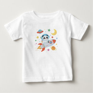 Camiseta Para Bebê Astronauta azul e laranja Panda