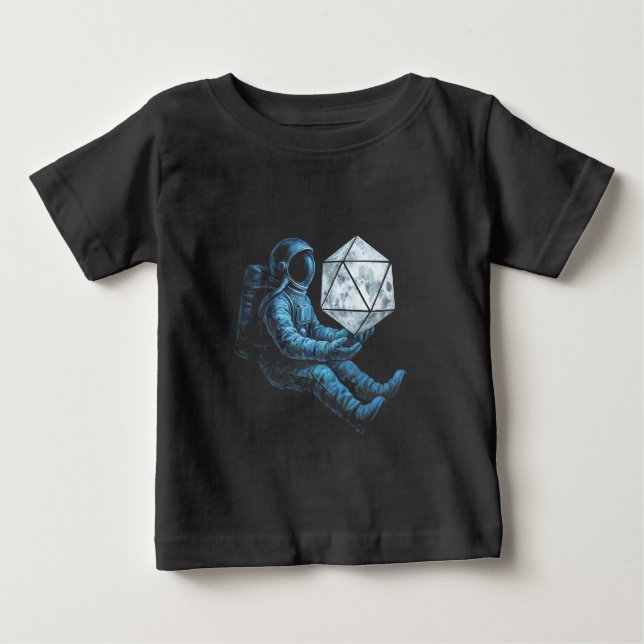 Camiseta Para Bebê Astronauta com Dados da Lua (Frente)