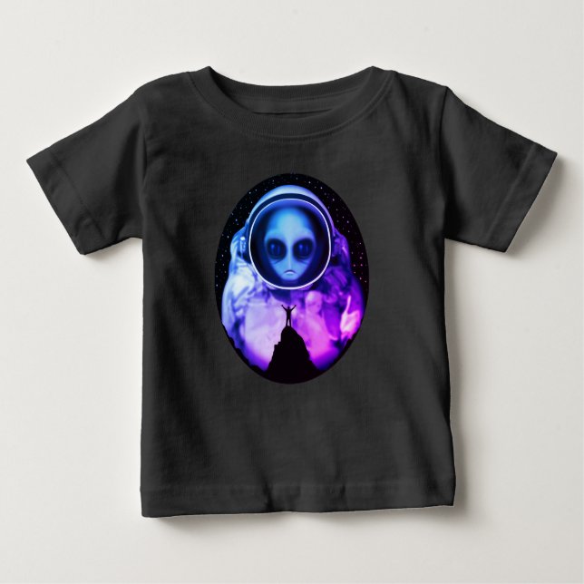 Camiseta Para Bebê Astronauta de Alienígena Retroativa (Frente)