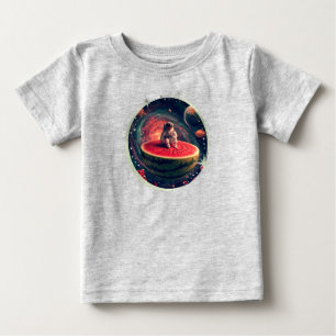 Camiseta Para Bebê Astronauta de Melancia Espacial