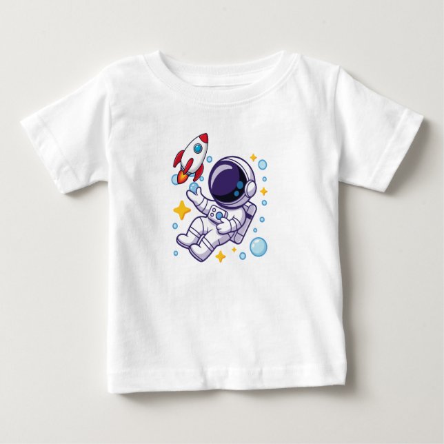 Camiseta Para Bebê Astronauta Desenho Bonito  (Frente)