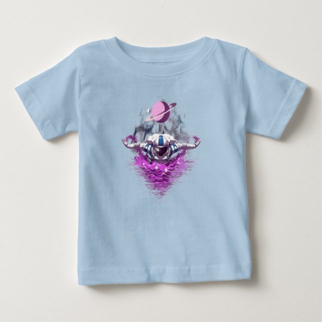 Camiseta Para Bebê Astronauta Espacial Nadando (Frente)