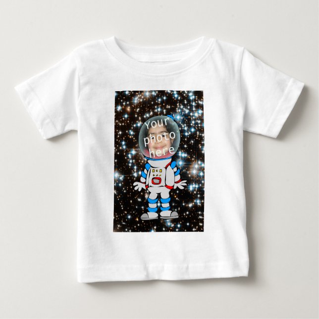 Camiseta Para Bebê Astronauta no Treinamento - Modelo de Criança Estr (Frente)