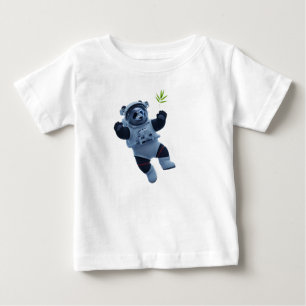 Camiseta Para Bebê Astronauta Panda Flutuando na Estação Espacial