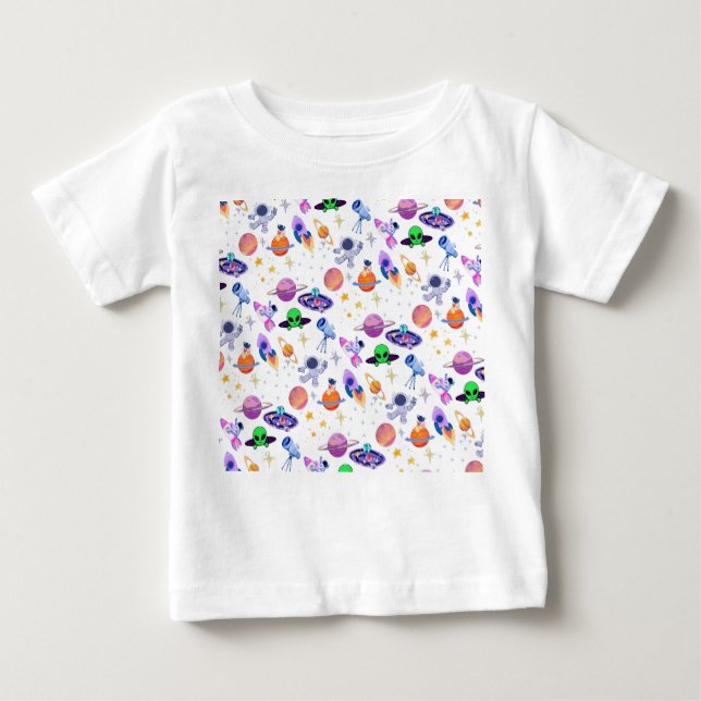 Camiseta Para Bebê Astronauta Planet Rocket (Frente)