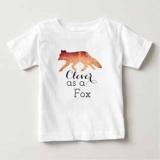 Camiseta Para Bebê Astuto como uma Raposa Tipográfica Aquarela