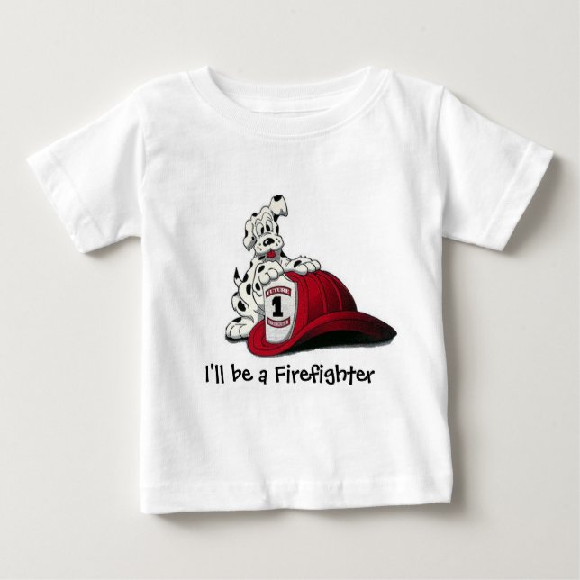 Camiseta Para Bebê Ateie fogo ao cão, mim será um sapador-bombeiro (Frente)
