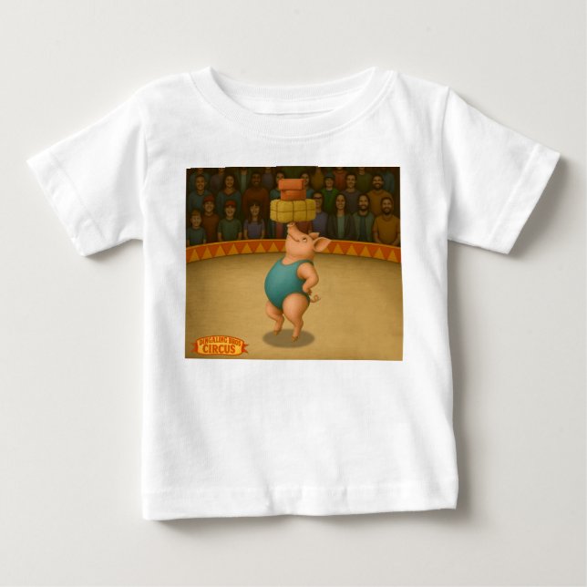 Camiseta Para Bebê Ato de equilíbrio da porca Petra (Frente)
