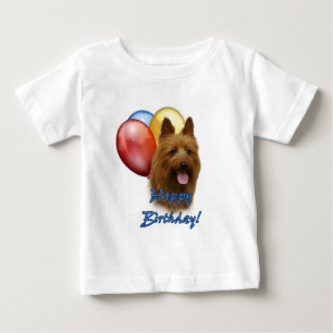 Camiseta Para Bebê Aussie Terrier Happy Birthday Balões