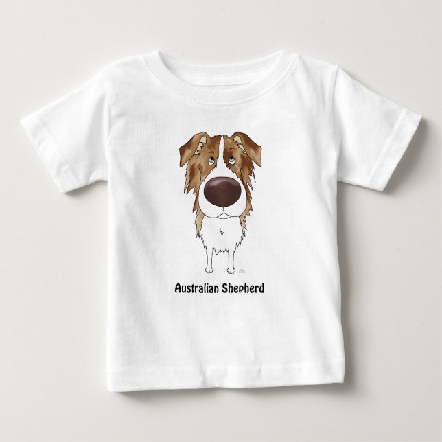 Camiseta Para Bebê Aussies - nariz e bumbum grandes (Frente)