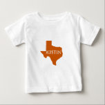 Camiseta Para Bebê Austin alaranjado queimado Texas<br><div class="desc">Mostre seu Austin, espírito de Texas com este estado alaranjado queimado.</div>