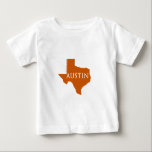Camiseta Para Bebê Austin alaranjado queimado Texas<br><div class="desc">Mostre seu Austin,  espírito de Texas com este estado alaranjado queimado.</div>