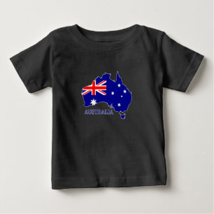 Camiseta Para Bebê Austrália Bandeira Australiana Mapa Viagem