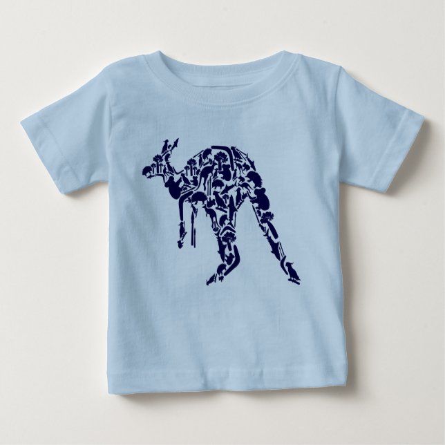 Camiseta Para Bebê Austrália Descai Sob O Azul De Kangaroo (Frente)