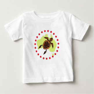 Camiseta Para Bebê Austrália E Tartaruga Marítima Em Círculo De Estre