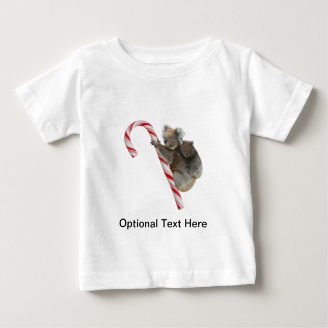 Camiseta Para Bebê Austrália Koala Bears e Candy Cane (Frente)
