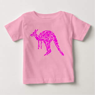 Camiseta Para Bebê Austrália Terra Por Baixo Canguru Animais Rosa