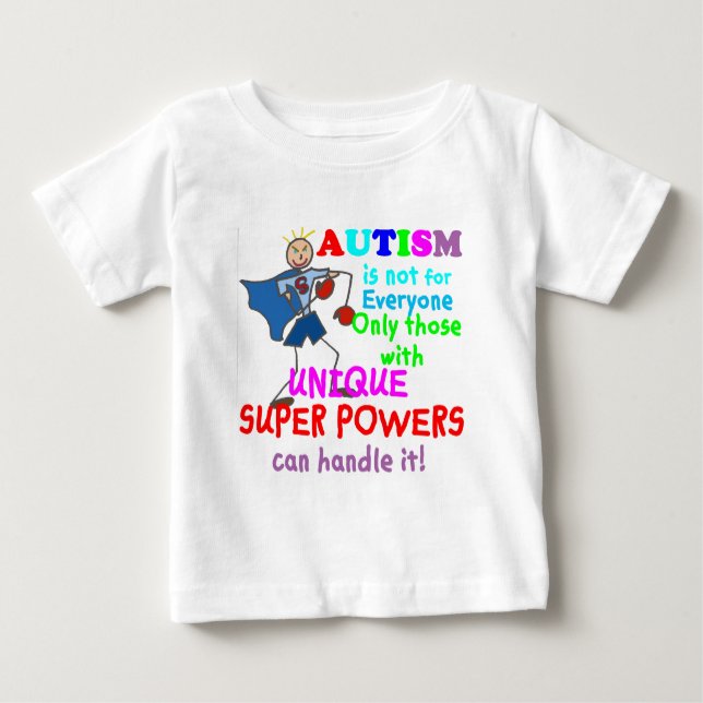 Camiseta Para Bebê Autismo original dos poderes super (Frente)