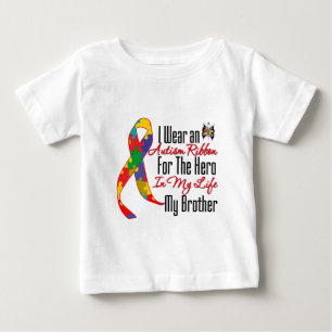 Camiseta Para Bebê Autismo Ribbon Hero em Minha Vida Meu Irmão
