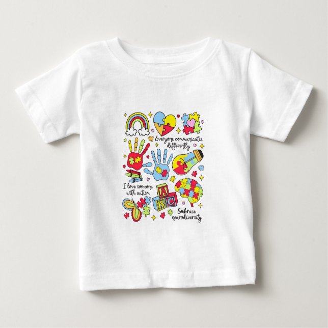 Camiseta Para Bebê Autismo Sensibilização Adotar Diversidade Neuro In (Frente)