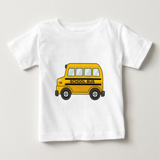 Camiseta Para Bebê Auto escolar amarelo e preto dos desenhos animados (Frente)