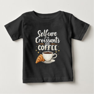 Camiseta Para Bebê Autoatendimento é Croissant e Cafeine Patesry
