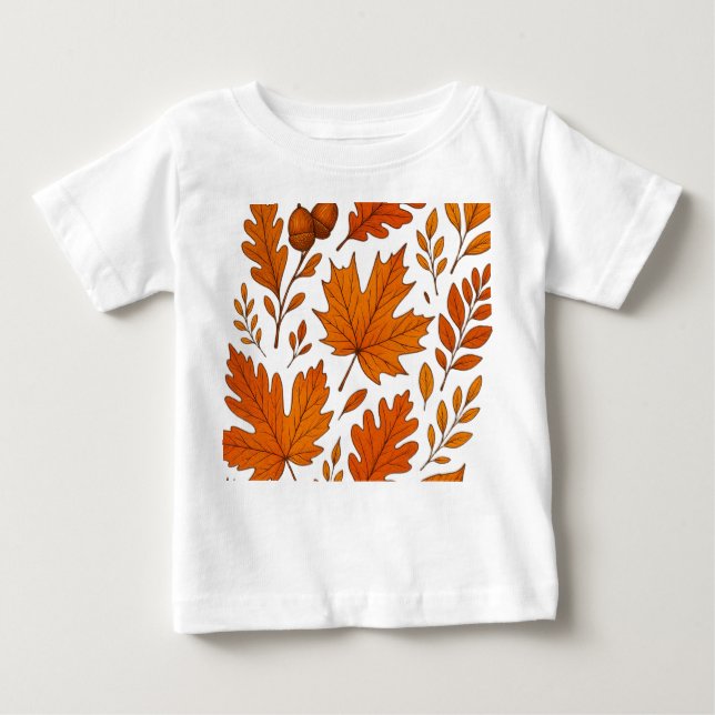 Camiseta Para Bebê Autumn Botanic - Folhas de outono (Frente)